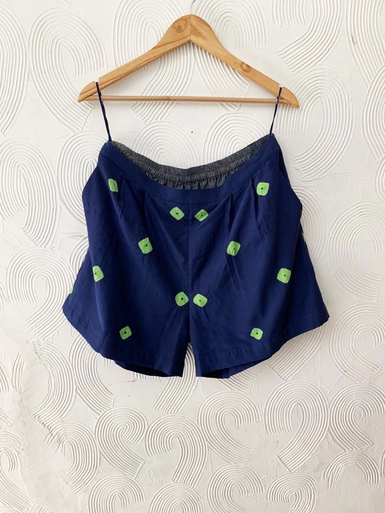 BLUE AND NEON GREEN BANDHANI CO-ORD Fashion The Pot Plant