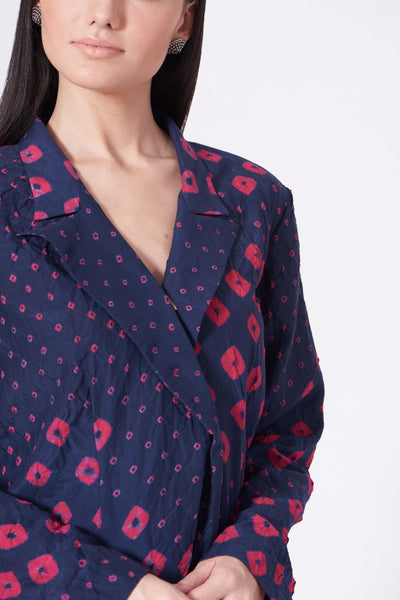 BLUE BANDHANI BLAZER CO-ORD Fashion The Pot Plant