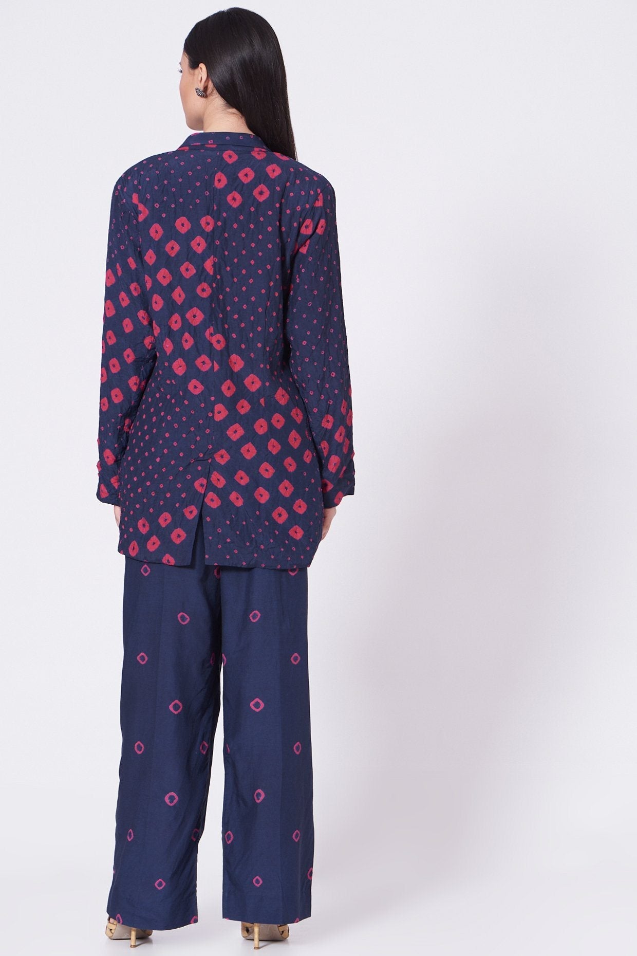 BLUE BANDHANI BLAZER CO-ORD Fashion The Pot Plant