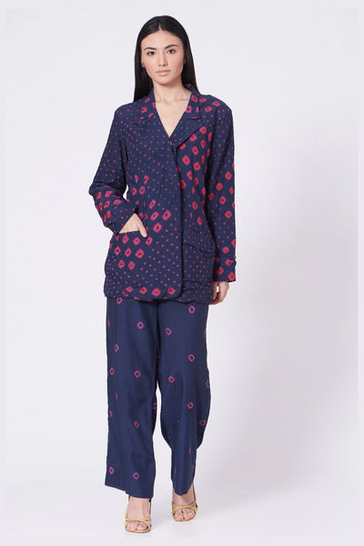 BLUE BANDHANI BLAZER CO-ORD Fashion The Pot Plant