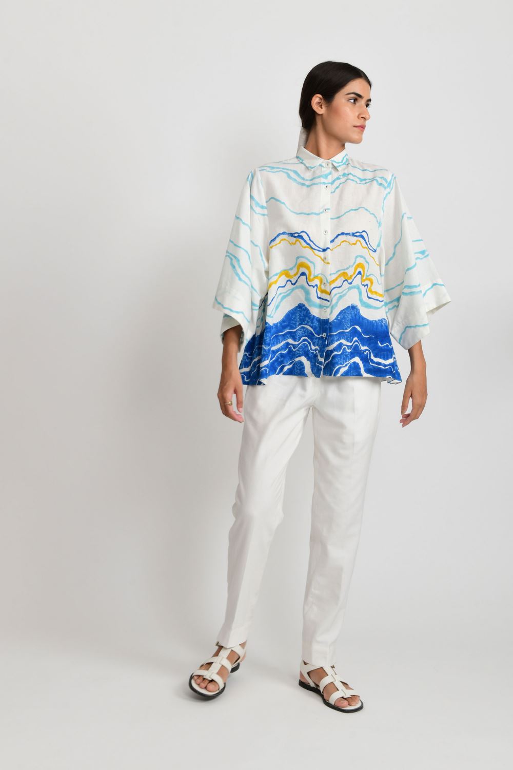 BLUE OCEAN PLEATED TOP Fashion Rias 