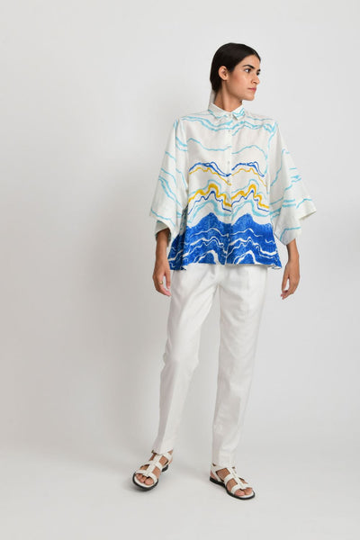 BLUE OCEAN PLEATED TOP Fashion Rias 