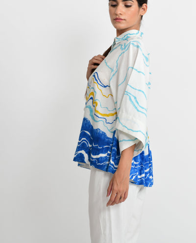BLUE OCEAN PLEATED TOP Fashion Rias 