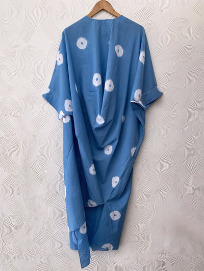 Blue shibori drape dress Fashion The Pot Plant