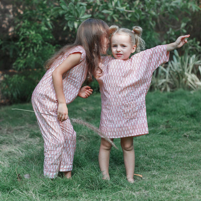 Blush Crayon Organic Cotton Kimono Dress Kids Ensō by Myoho - Kids 