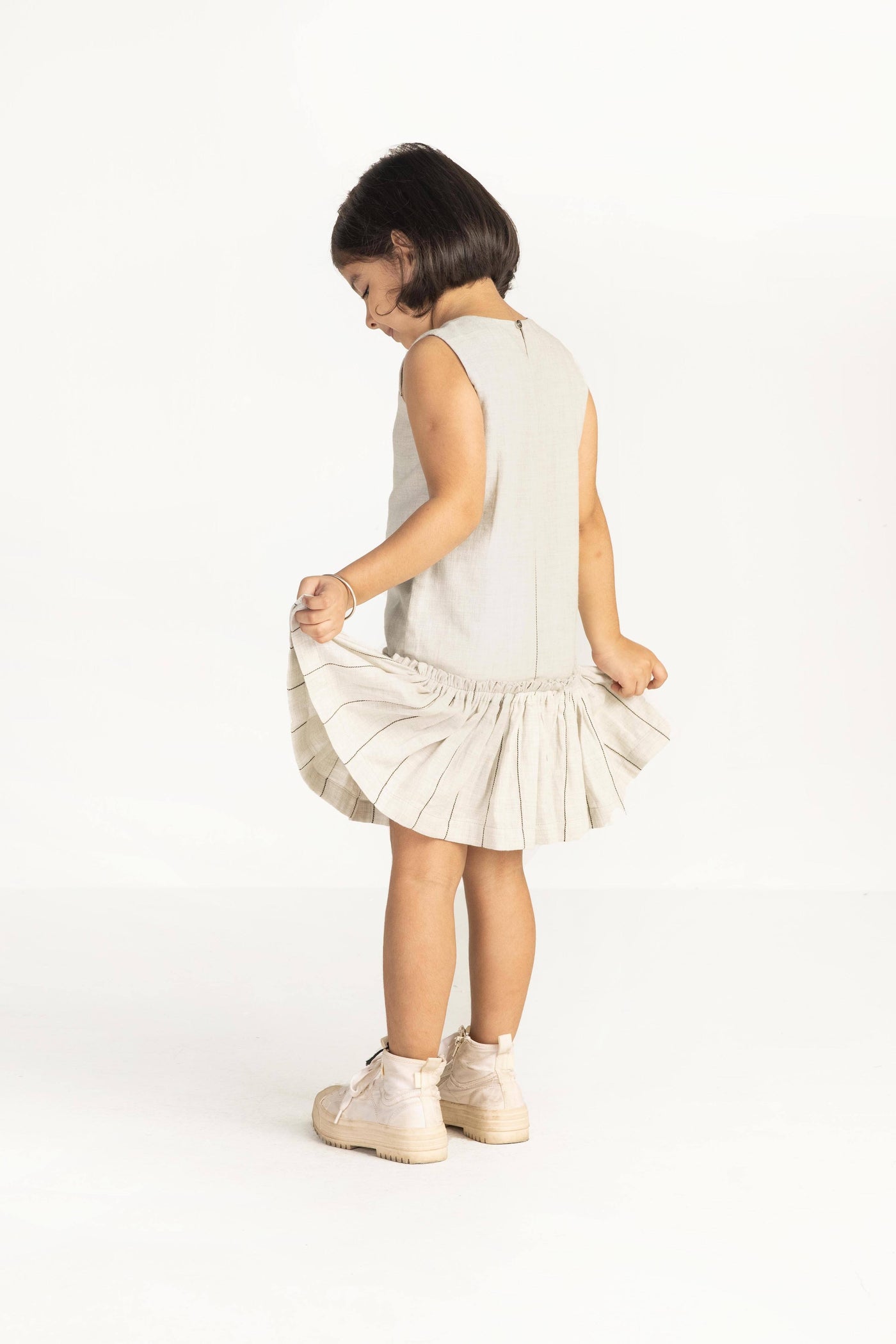 Bottom Yoke Dress - Beige Kids THREE Kids 
