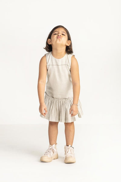 Bottom Yoke Dress - Beige Kids THREE Kids 