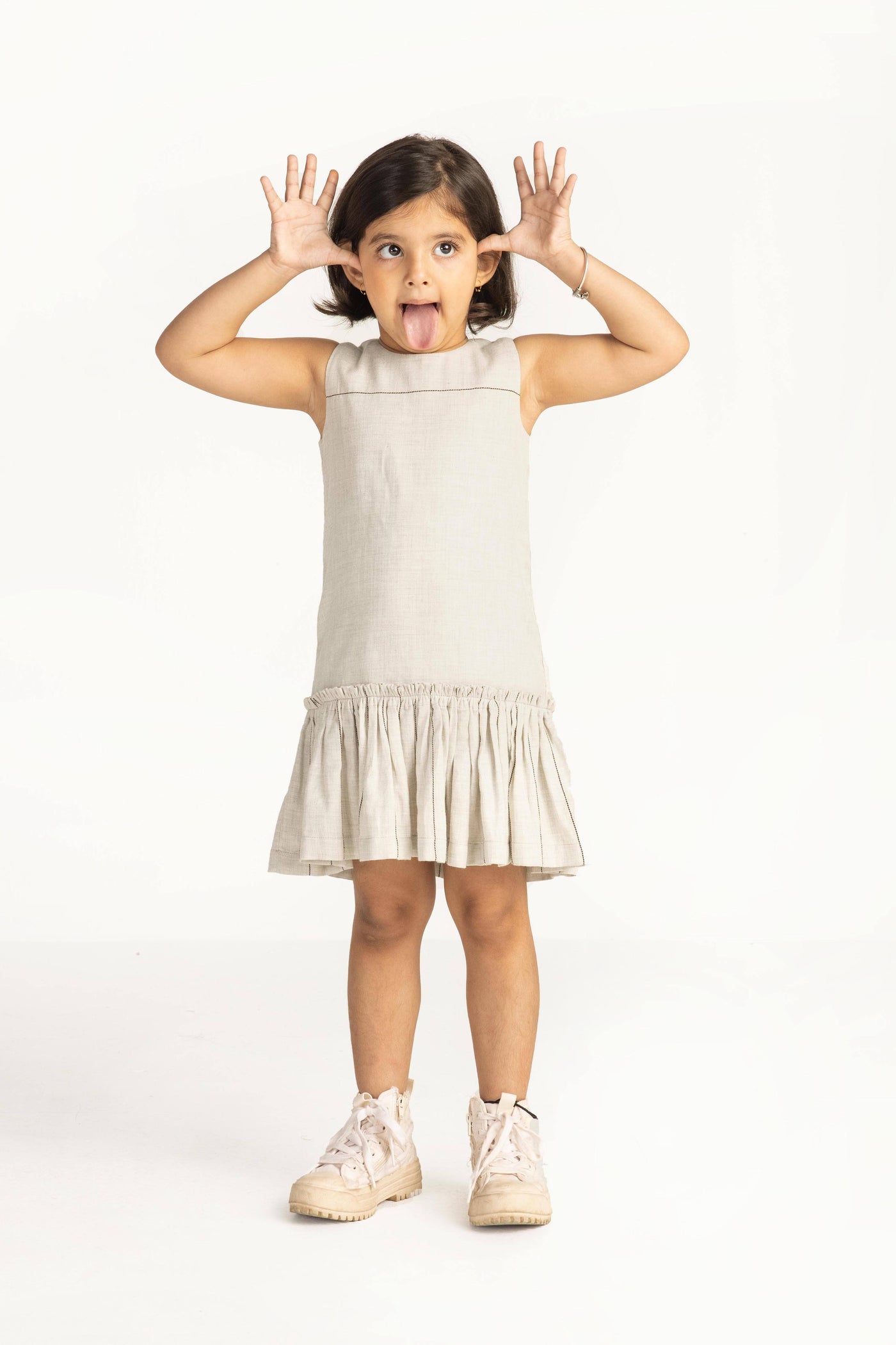 Bottom Yoke Dress - Beige Kids THREE Kids 