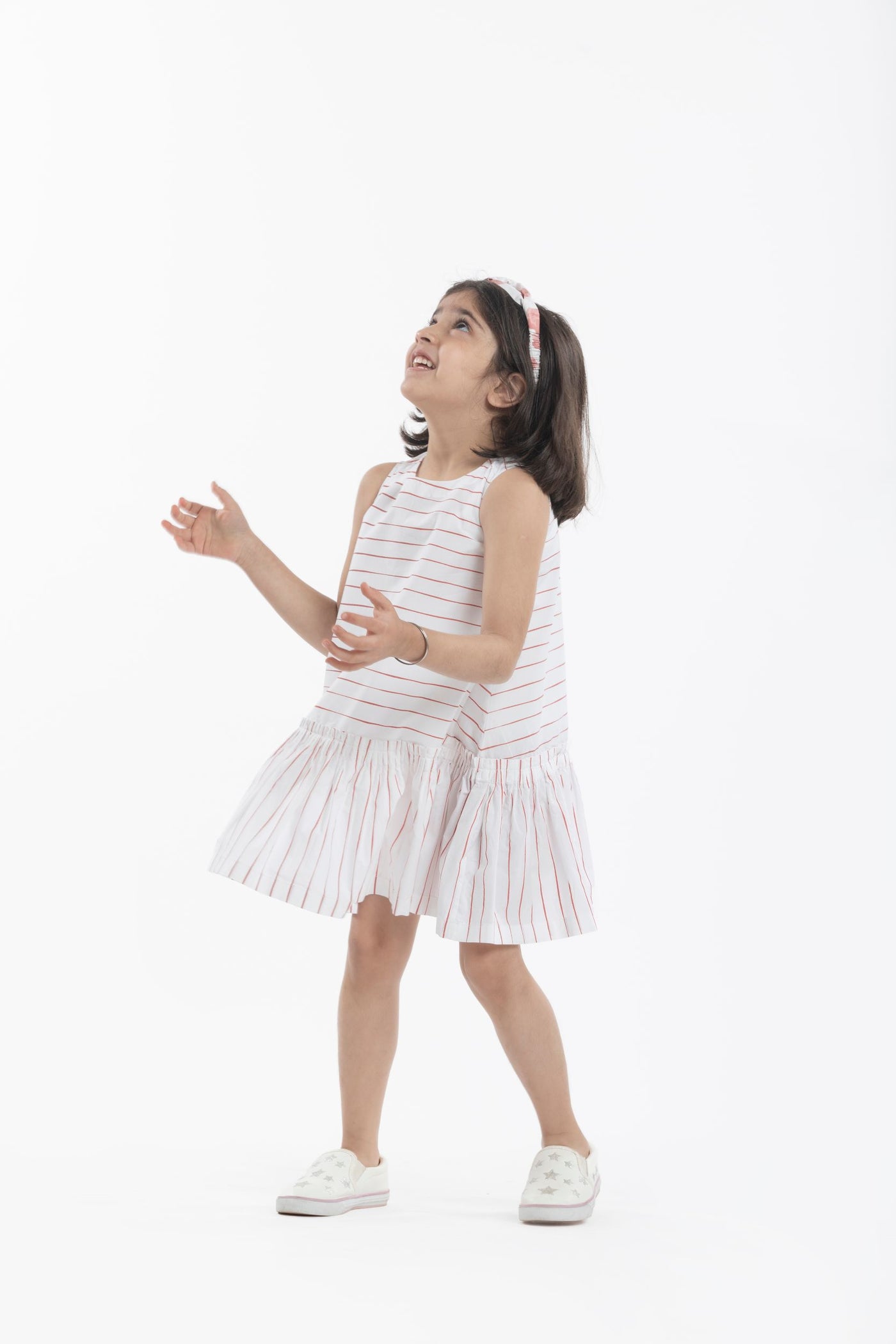 Bottom Yoke Dress- Dusty Rose Stripe Kids THREE Kids 