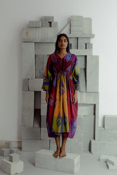 Bougainvillea Relaxed Dress Fashion Translate - Handwoven Ikat 