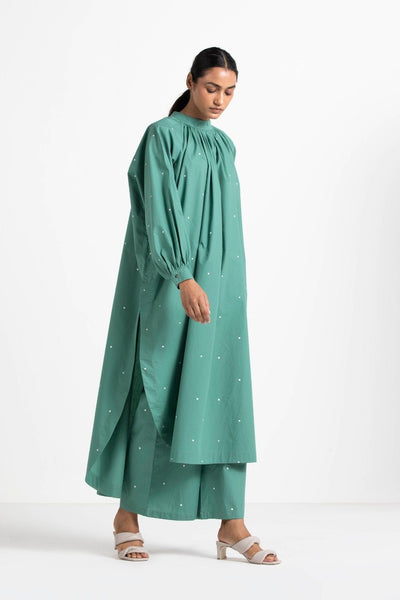 Broad Bottom Mineral Green Polka Fashion THREE