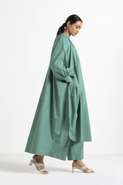 Broad Bottom Mineral Green Polka Fashion THREE