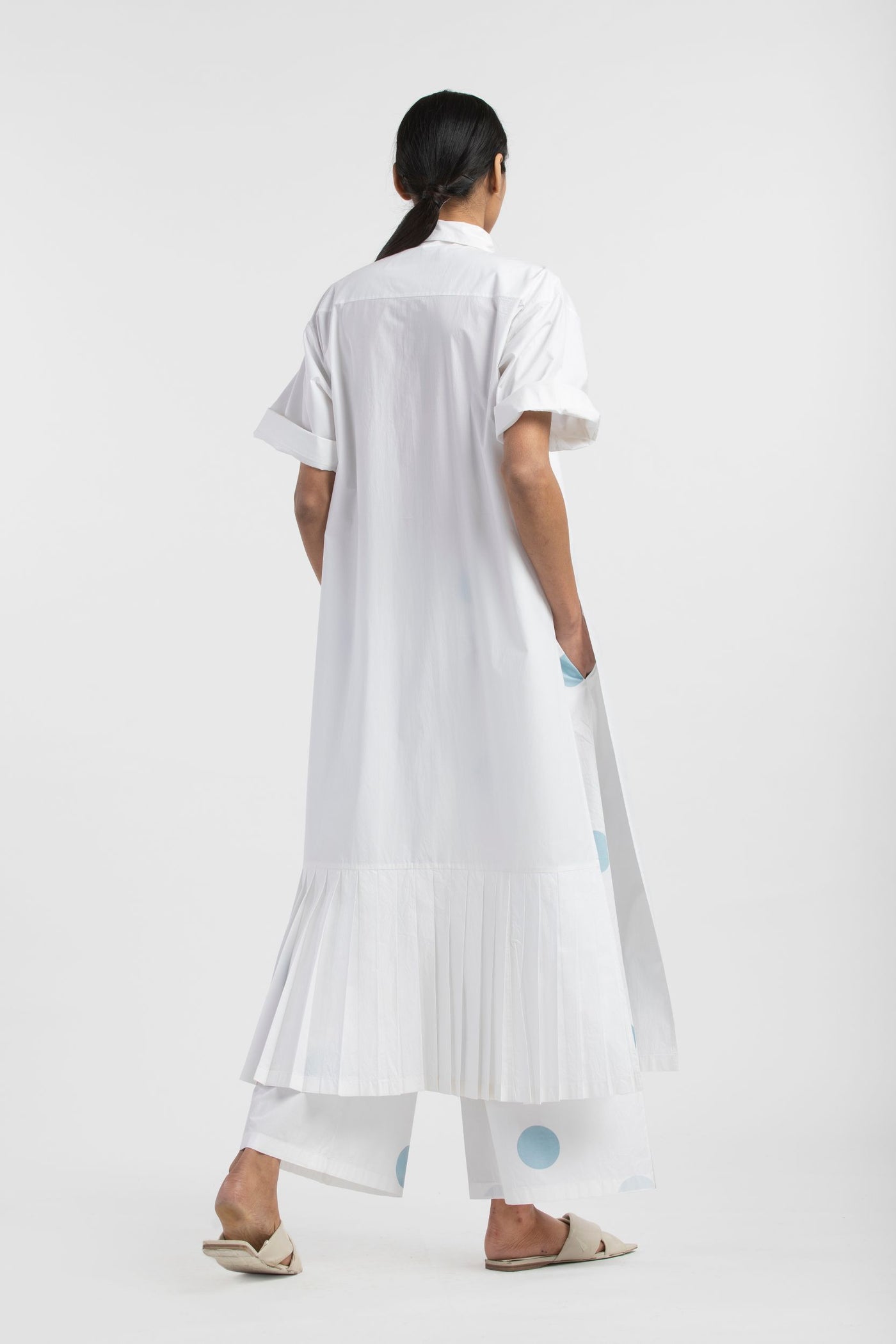 Broad Bottom- Powder Blue Polka Fashion THREE