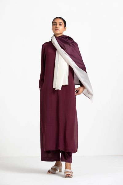 Broad Bottom with Chanderi Panel Wine Fashion THREE