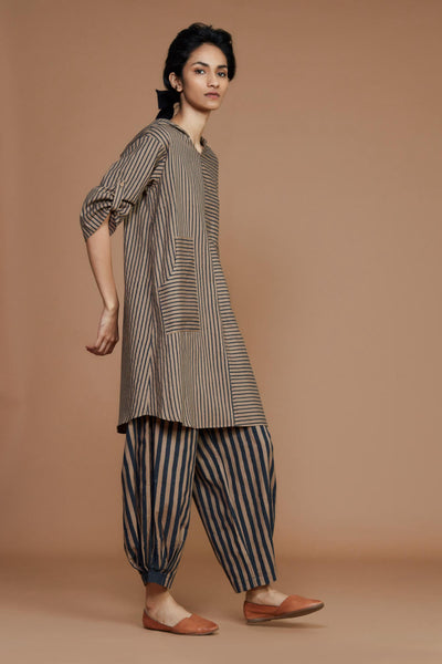 Brown With Charcoal Striped Hooded Co-ord Set Fashion Mati