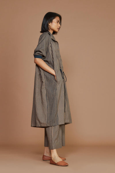 Brown With Charcoal Striped Kaftan Co-ord Set Fashion Mati