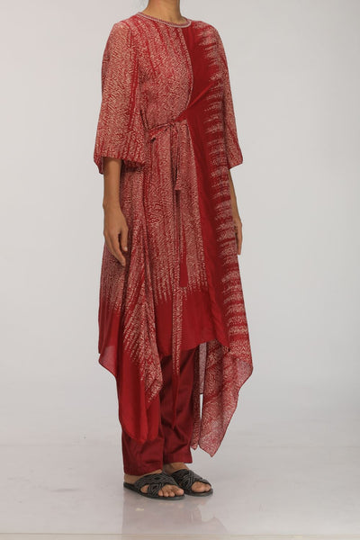 BURGANDY SHIBORI DIP DYE KURTA & TIE UP Fashion Myoho 