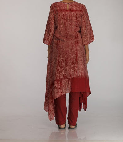 BURGANDY SHIBORI DIP DYE KURTA & TIE UP Fashion Myoho 