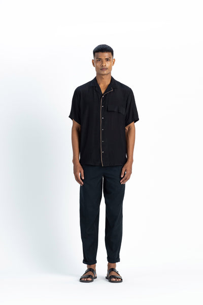 Camp Collar Shirt- Black Men THREE Men 