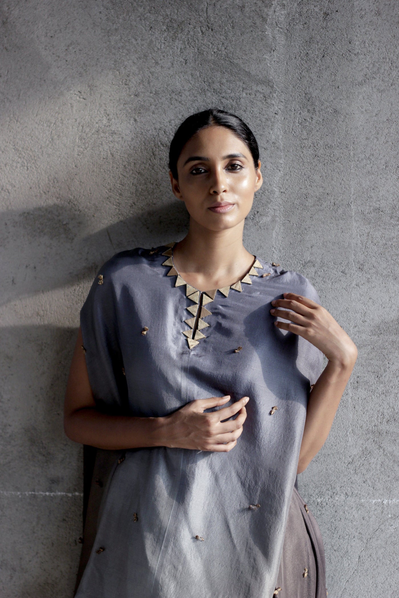 Cement ombre sway tunic Fashion Sartorial by Swati 