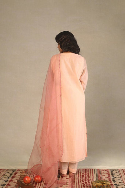 Chanderi Light Blush Handwoven Kurta Fashion Juanita 