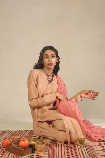 Chanderi Light Sandal Handwoven Kurta Fashion Juanita 