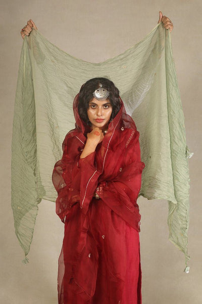 Chanderi Maroon Handwoven Kurta Fashion Juanita 