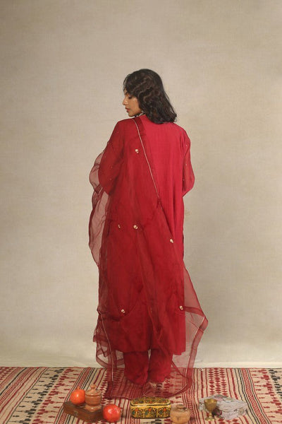 Chanderi Maroon Handwoven Kurta Fashion Juanita 