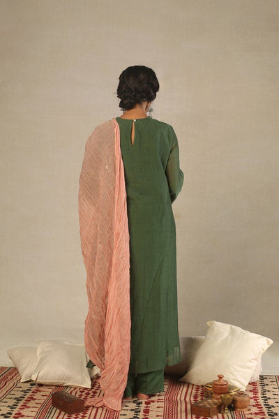 Chanderi Mehndi Green Kurta Fashion Juanita 