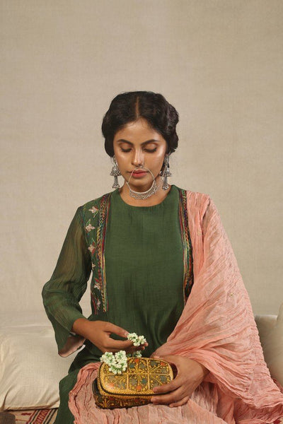 Chanderi Mehndi Green Kurta Fashion Juanita 