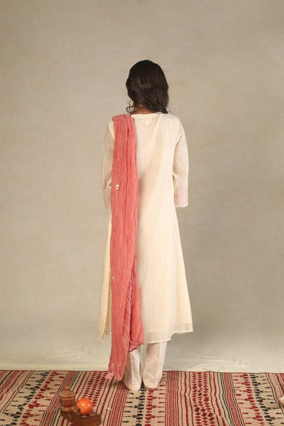 Chanderi Off White and Pink Kurta Fashion Juanita 