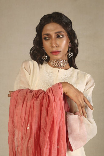 Chanderi Off White and Pink Kurta Fashion Juanita 