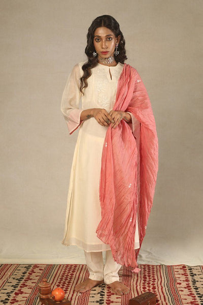 Chanderi Off White and Pink Kurta Fashion Juanita 
