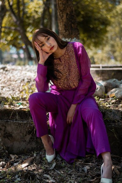 Chanderi Purple Kurta Fashion Juanita 