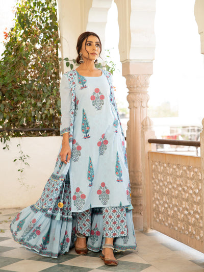 Chandni firoza mughal baagh jacket set Fashion Maison Shefali
