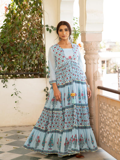Chandni firoza mughal baagh jacket set Fashion Maison Shefali