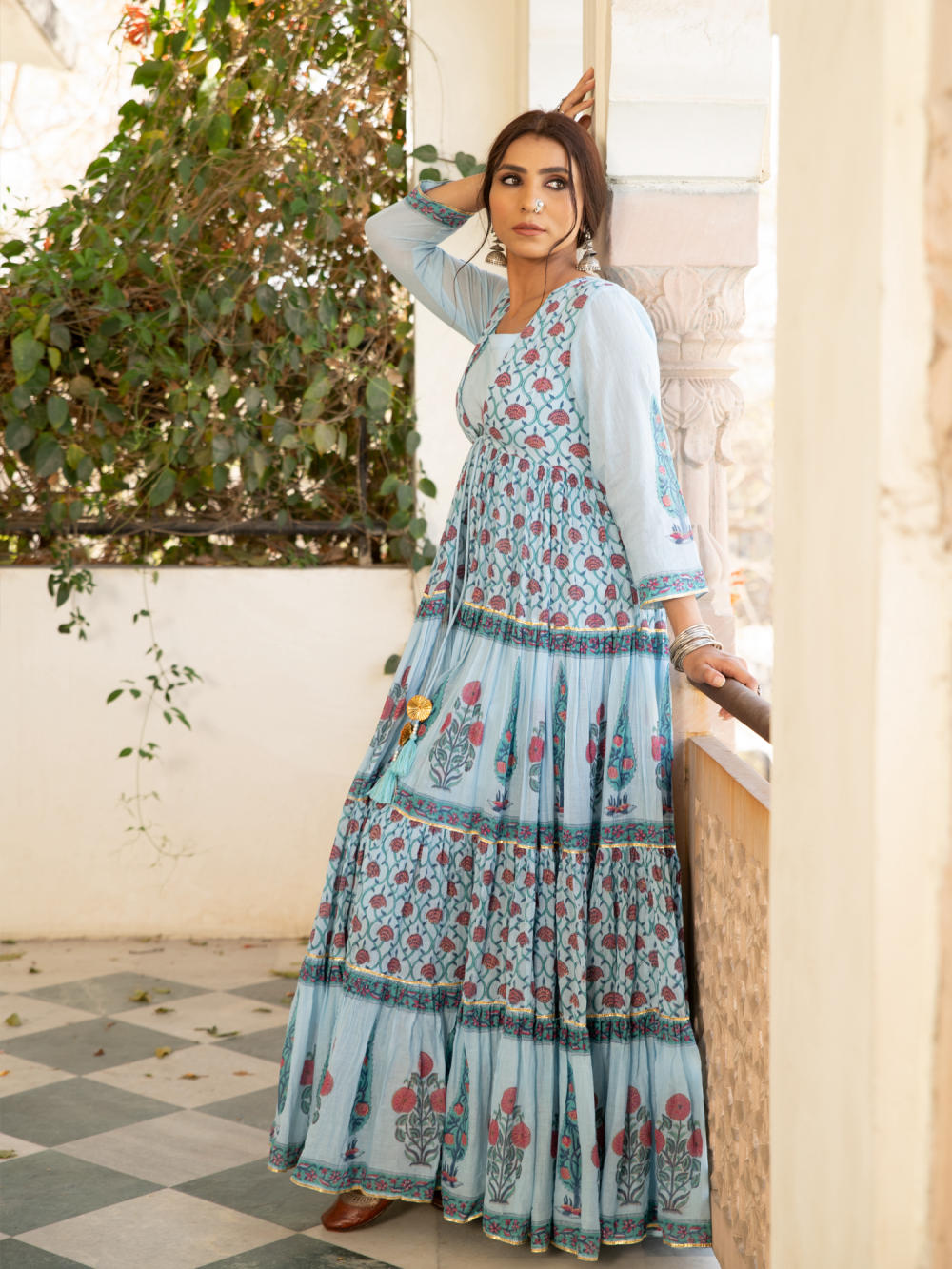 Chandni firoza mughal baagh jacket set Fashion Maison Shefali