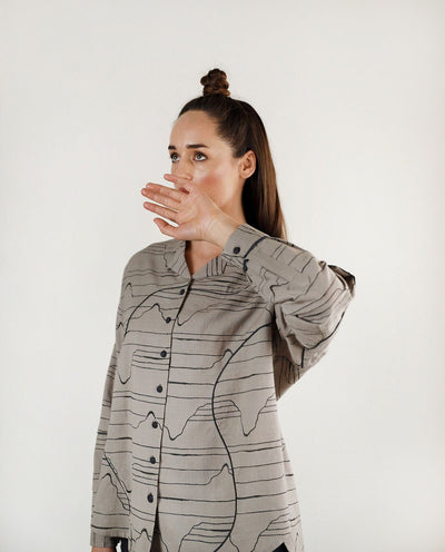 CHARCOAL WAVES OVERSIZED SHIRT Fashion Rias 