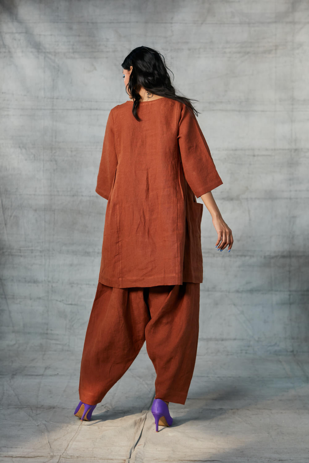 Cinnamon Linen Kurta Set Fashion Saphed