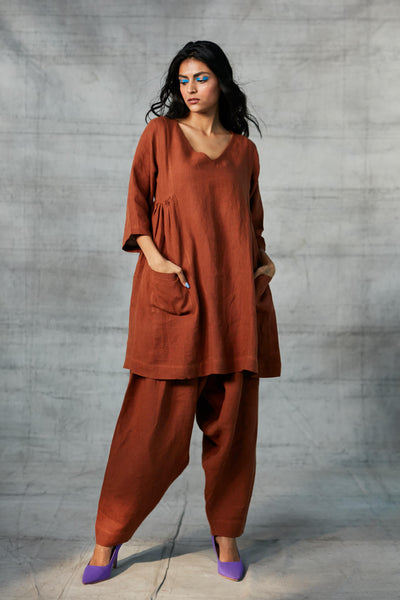 Cinnamon Linen Kurta Set Fashion Saphed