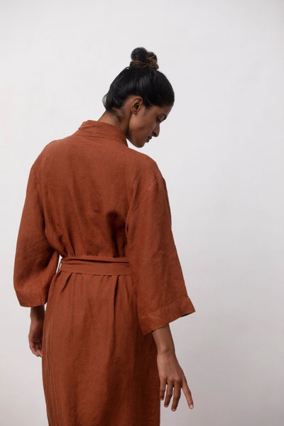 Cinnamon Linen Robe Fashion Saphed
