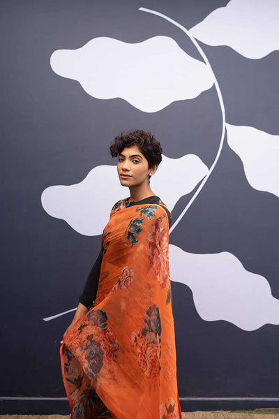 CORFU ORANGE SAREE Fashion Yam
