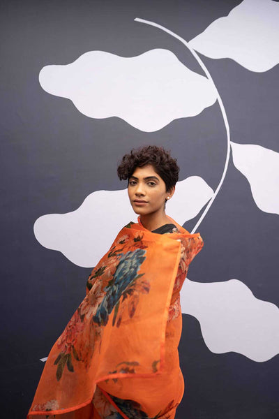 CORFU ORANGE SAREE Fashion Yam