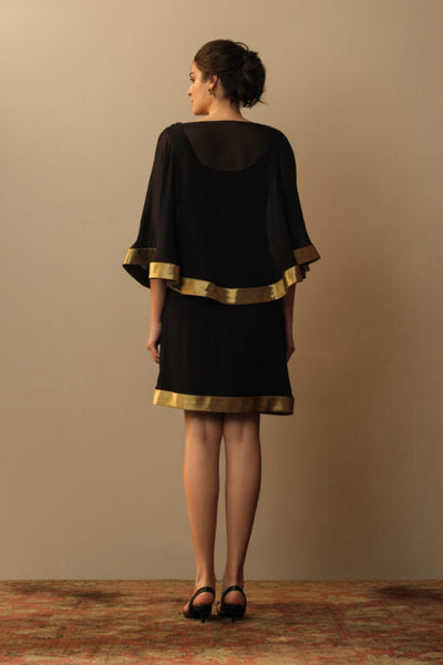Cowl neck toga dress black Fashion Mallika Mathur
