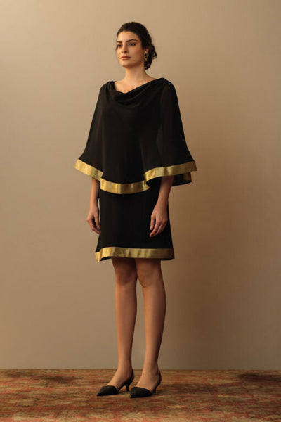 Cowl neck toga dress black Fashion Mallika Mathur