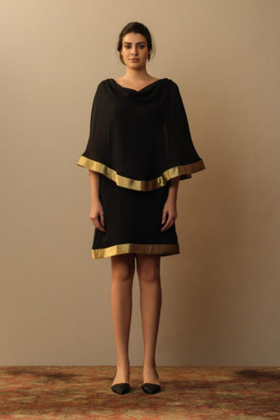 Cowl neck toga dress black Fashion Mallika Mathur