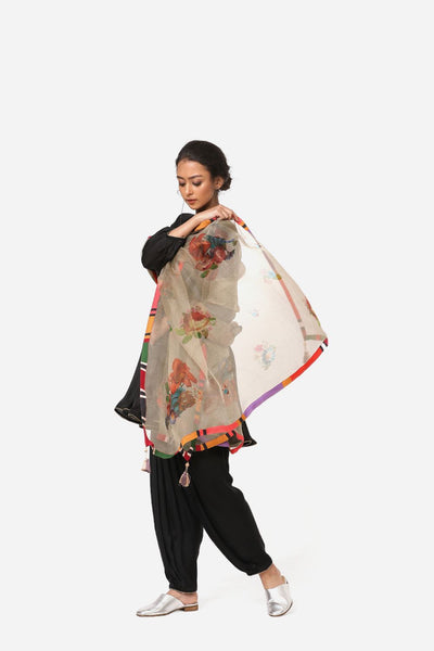 Cream Guldasta Dupatta Fashion Yam