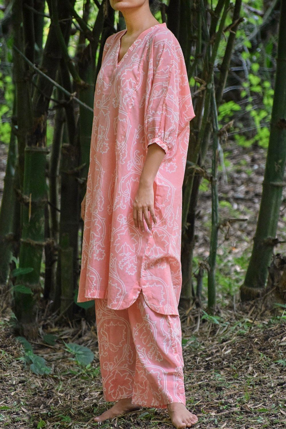 CUFFED KAFTAN LOUNGE SET (PEACH) Fashion Ensō by Myoho 