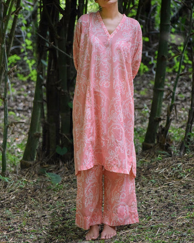 CUFFED KAFTAN LOUNGE SET (PEACH) Fashion Ensō by Myoho 