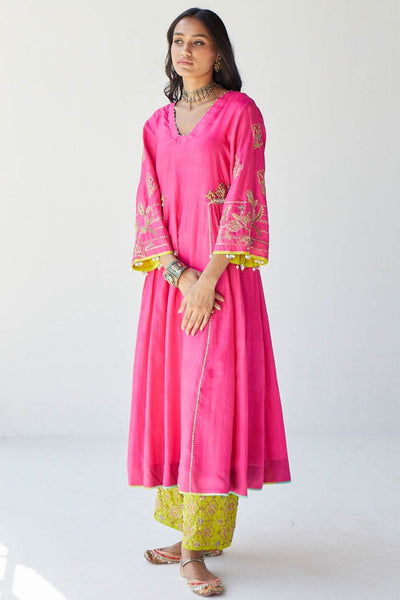 HOT PINK SIDE KALI KURTA SET